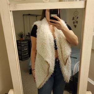 Cream faux fur vest